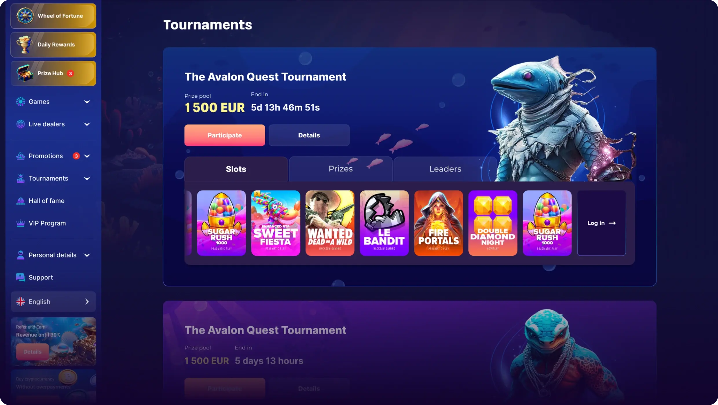 Triton Slots sítio Web